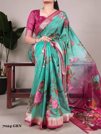 LNB 7024 DESIGNER PRINTED SILK SAREE WHOLESALER IN INDIA